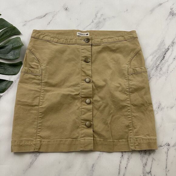 Toad & Co Womens Earthworks Mini Skirt Size 4 Khaki Tan Button Front Pockets - Picture 1 of 10